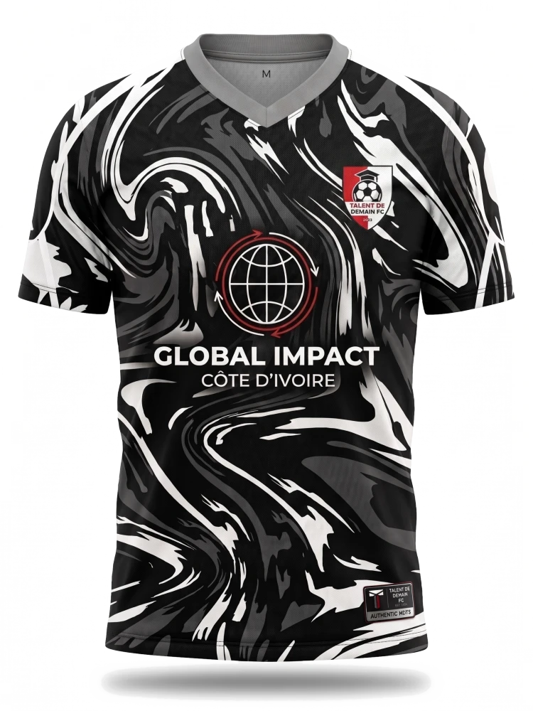 Troisième maillot du Talent de Demain FC — marbré noir et blanc